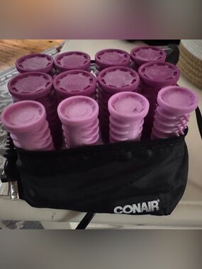 Conair Pink Hair Rollers with Travel Pouch - 12-Pack